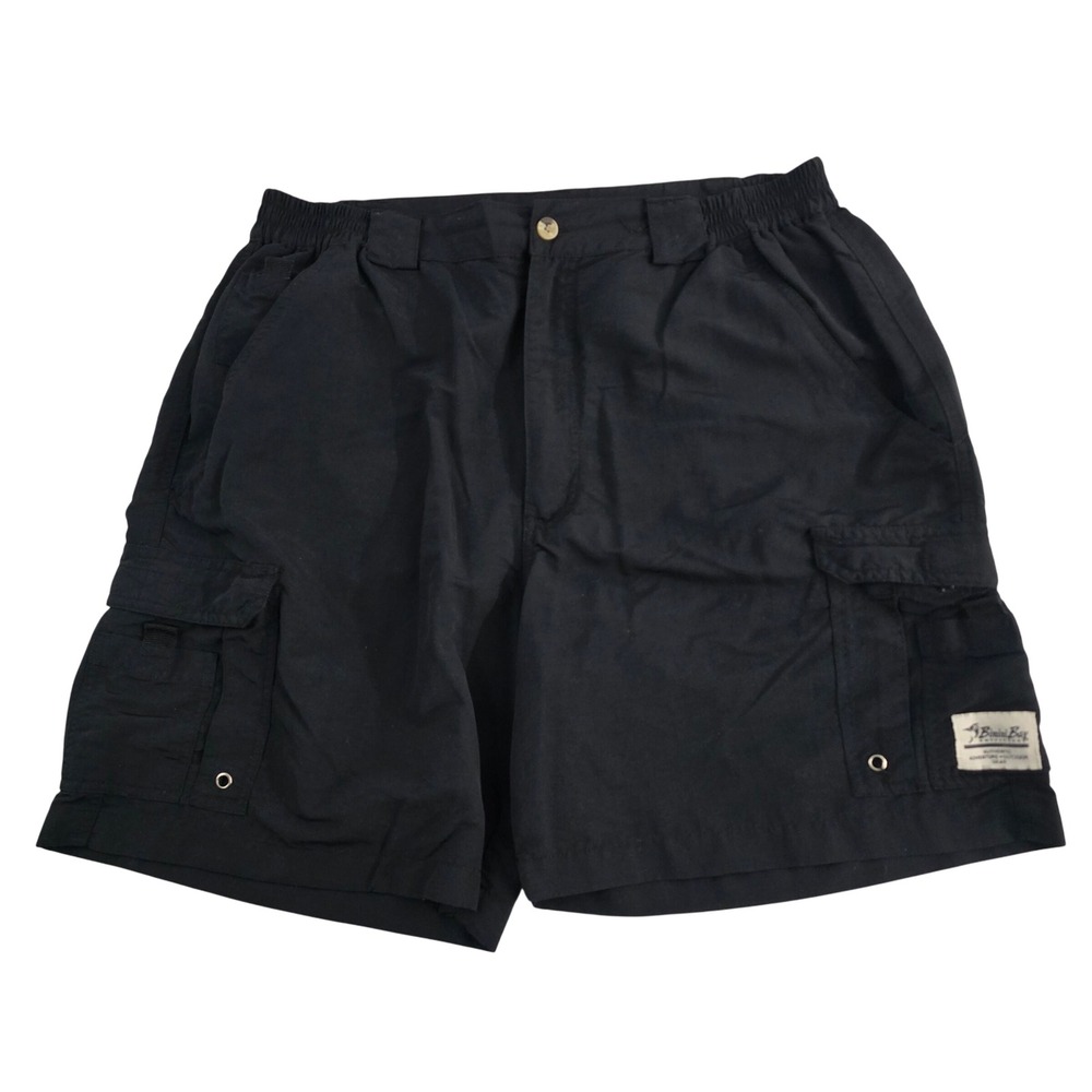 Brand Bay Cargo Shorts Men's Black Nylon Elastic‎ Waist Pockets Size 38